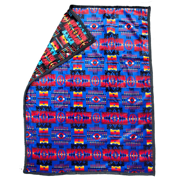Blanket-Plush-Navajo Design - Blue