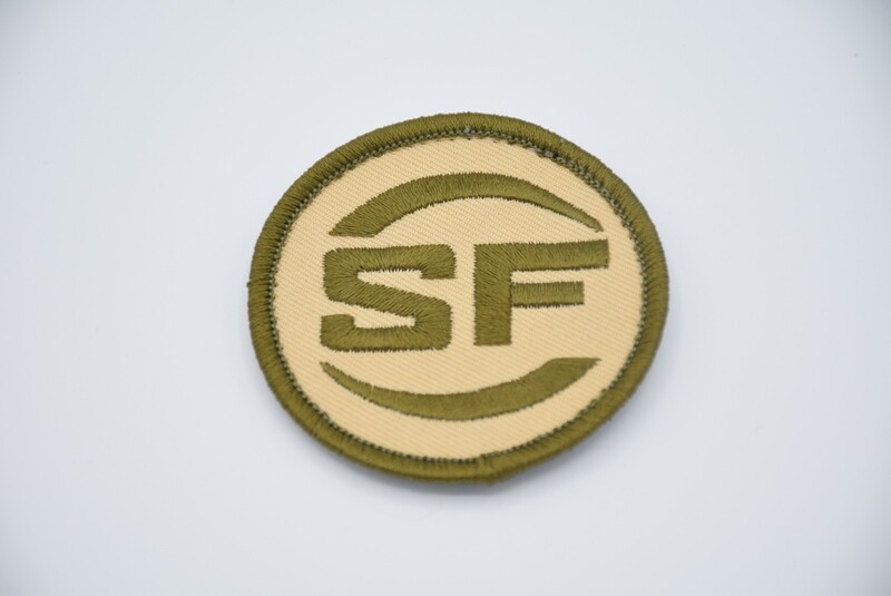 SUREFIRE SUPPRESSORS PROMO PATCH TAN/FDE HOOK/LOOP BACKING