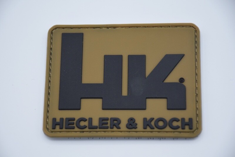 HECKLER &amp; KOCH HK FDE/TAN PVC LOGO PATCH HOOK/LOOP BACKING