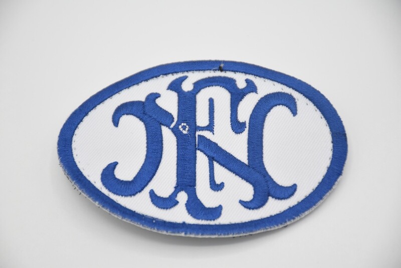 FNH FN LOGO PATCH BLUE/WHITE HOOK LOOP BACKING 3.50&quot; X 2.50&quot;