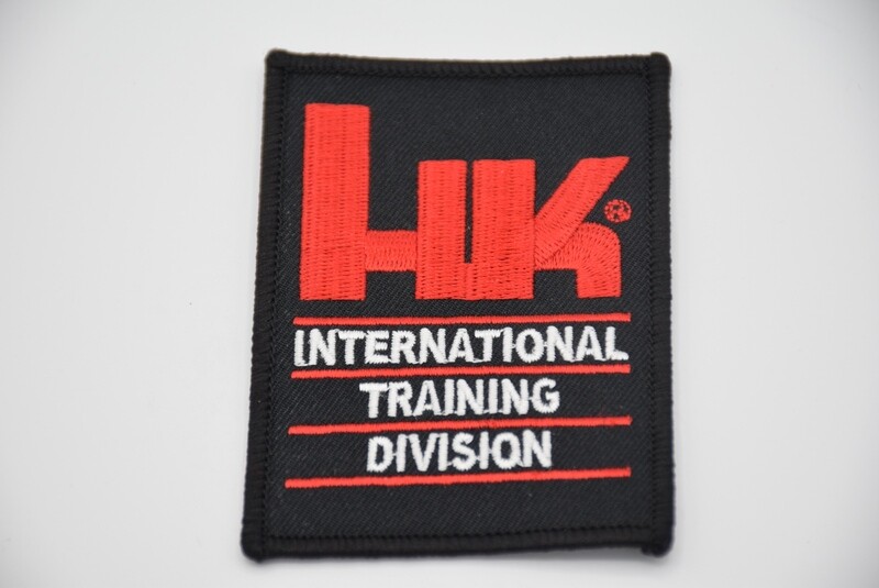 HECKLER&amp; KOCH HK ITD LOGO PATCH INTERNATIONAL TRAINING DIVISION PLASTIC/IRON ON BACKING