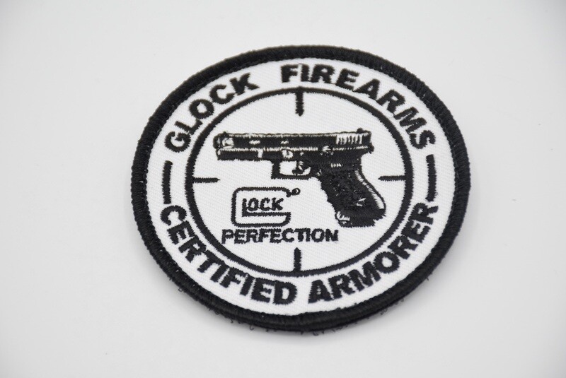 GLOCK PERFECTION GLOCK FIREARMS CERTIFIED ARMORER LOGO PATCH HOOK/LOOP BACKING
