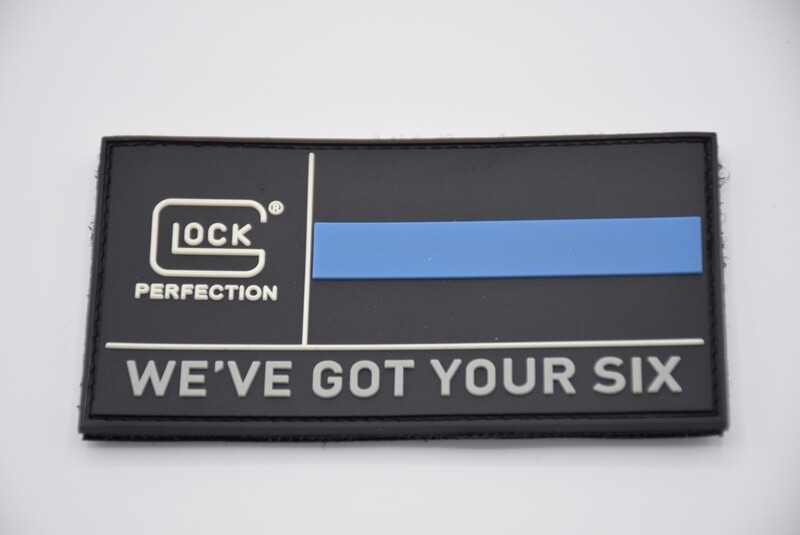 GLOCK PERFECTION THIN BLUE LINE PATCH WE&#39;VE GOT YOUR SIX HOOK/LOOP BACKING