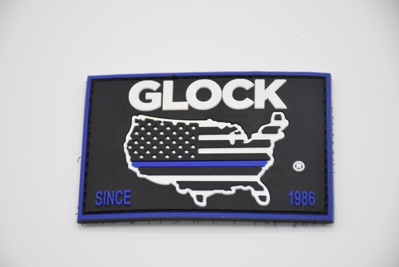 GLOCK PERFECTION THIN BLUE LINE SINCE 1986 PVC LOGO PATCH HOOK/LOOP BACKING RARE