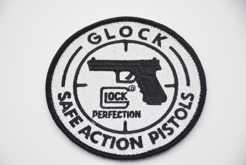 GLOCK PERFECTION LOGO PATCH SILVER HOOK/LOOP BACKING