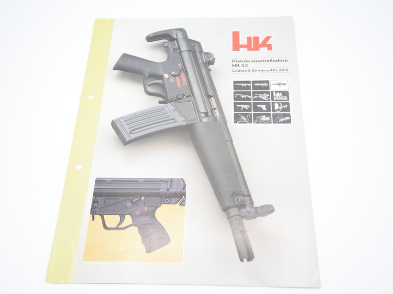 HECKLER &amp; KOCH HK 53 CATALOG/MANUAL VINTAGE HK COLLECTIBLE SPANISH LANGUAGE
