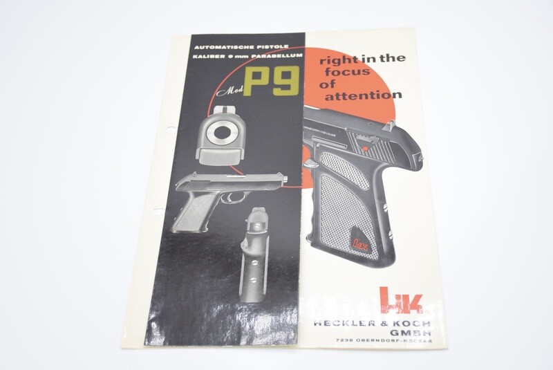 HECKLER &amp; KOCH HK MOD P9 FOLD OUT BROCHURE 1968 VERY RARE