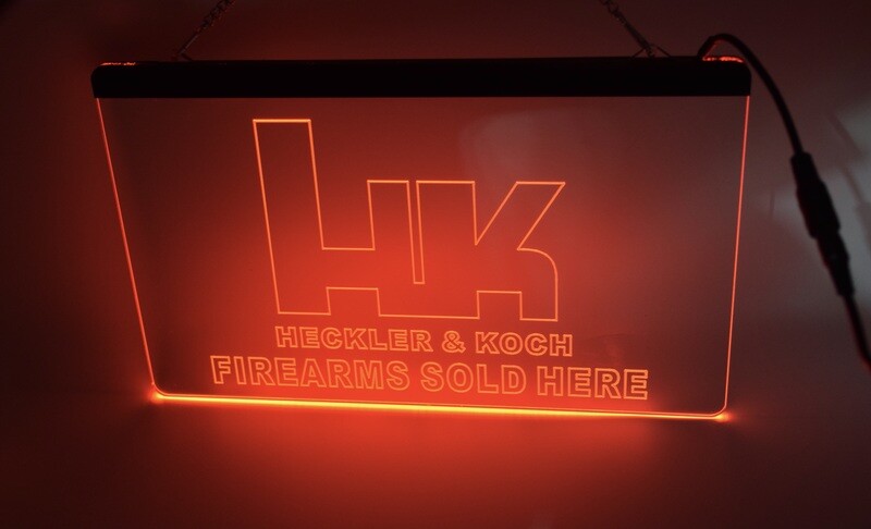 HECKLER &amp; KOCH HK LED LIGHTED SIGN &quot;HECKLER &amp; KOCH FIREARMS SOLD HERE&quot;