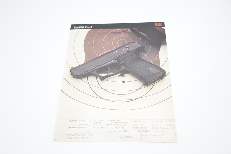 HECKLER &amp; KOCH HK P9S .45 ACP CUT SHEET 1984