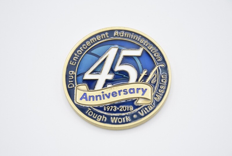 DEA DRUG ENFORCEMENT AGENCY CHALLENGE COIN 45TH ANNIV. TOUGH WORK VITAL MISSION
