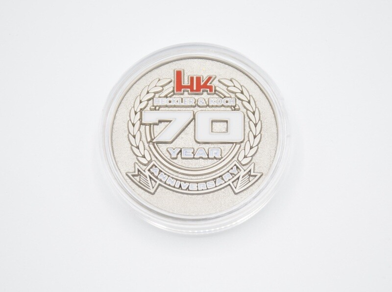 HECKLER &amp; KOCH HK 70TH ANNIVERSARY CHALLENGE COIN 1950-2020 IN PLASTIC CAPSULE