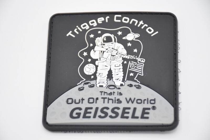 GEISSELE AUTOMATICS TRIGGER CONTROL SPACE MAN PVC PATCH/LOGO PATCH BLACK HOOK/LOOP BACKING
