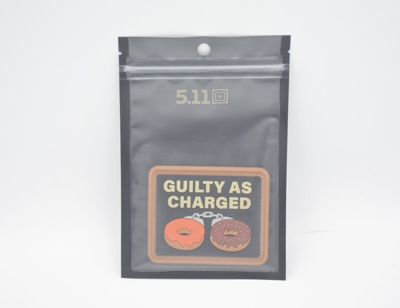 5.11 TACTICAL &quot;GUILTY AS CHARGED&quot; DONUT HANDCUFFS LOGO PATCH HOOK/LOOP BACKING