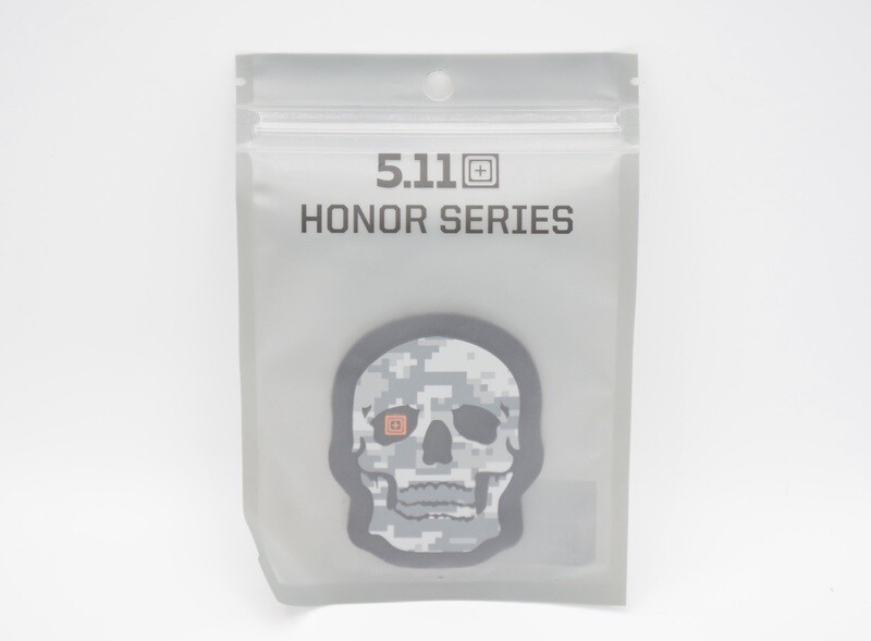 5.11 TACTICAL PAINTED SKULL GRAY/WHITE CAMO PATCH LOGO PATCH HONOR SERIES NEW