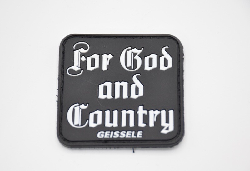 GEISSELE AUTOMATICS "FOR GOD AND COUNTRY" PVC LOGO PATCH HOOK/LOOP BACKING