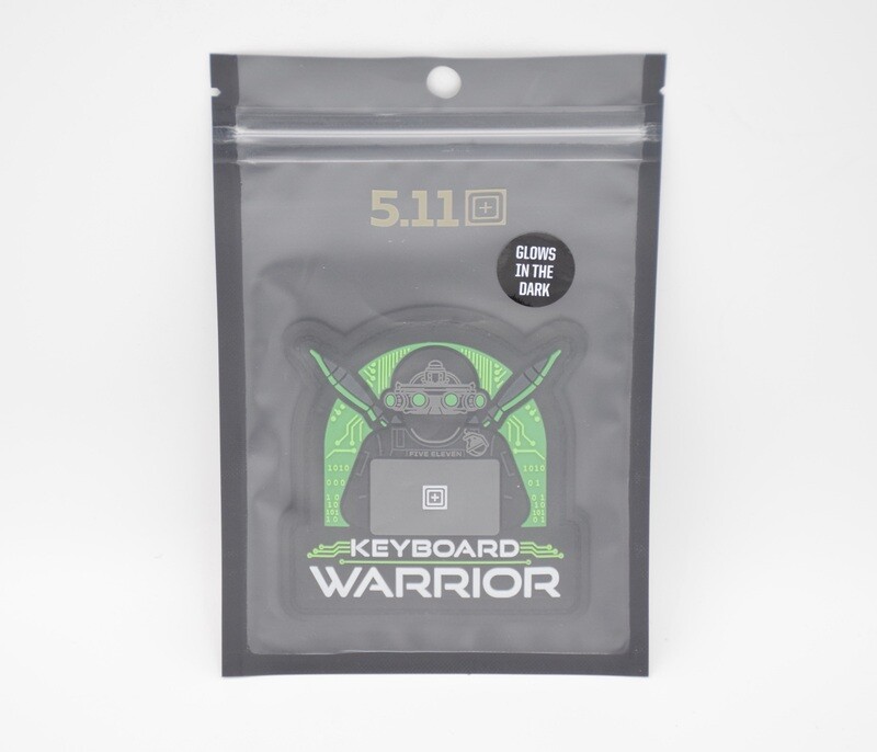 5.11 TACTICAL &quot;KEYBOARD WARRIOR&quot; LOGO PATCH HOOK/LOOP BACKING *GLOWS IN DARK*