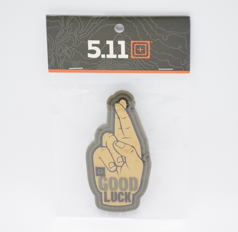 5.11 TACTICAL GOOD LUCK/CROSSED FINGERS LOGO PATCH HOOK/LOOP BACKING