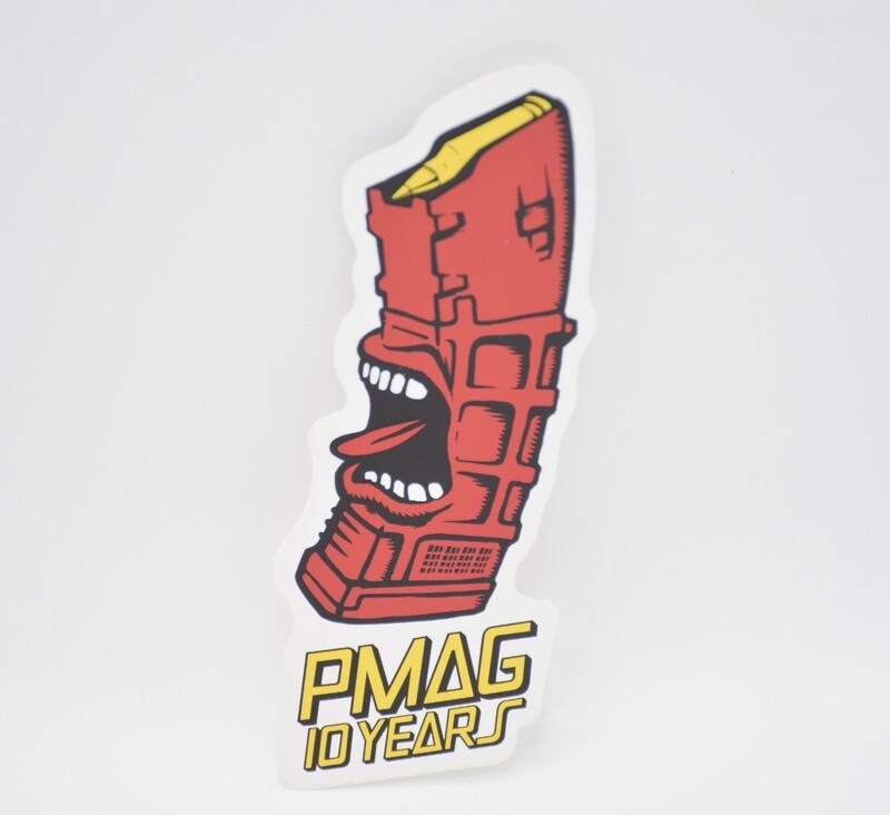 MAGPUL PMAG RED 10 YEAR MAGAZINE STICKER/DECAL CELEBRATING 10 YEARS 2007-2017 RARE