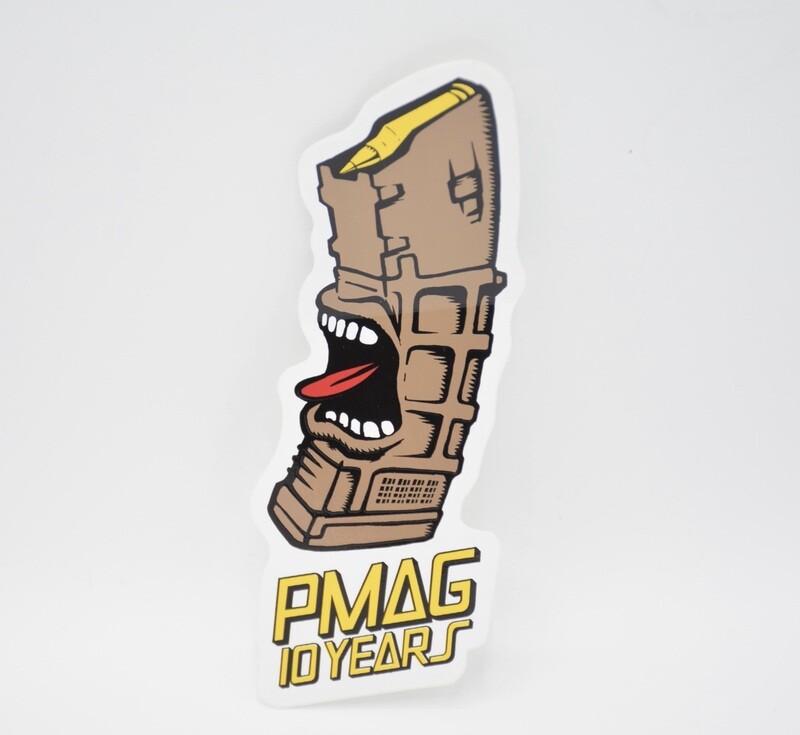 MAGPUL PMAG TAN 10 YEAR MAGAZINE STICKER/DECAL CELEBRATING 10 YEARS 2007-2017 RARE