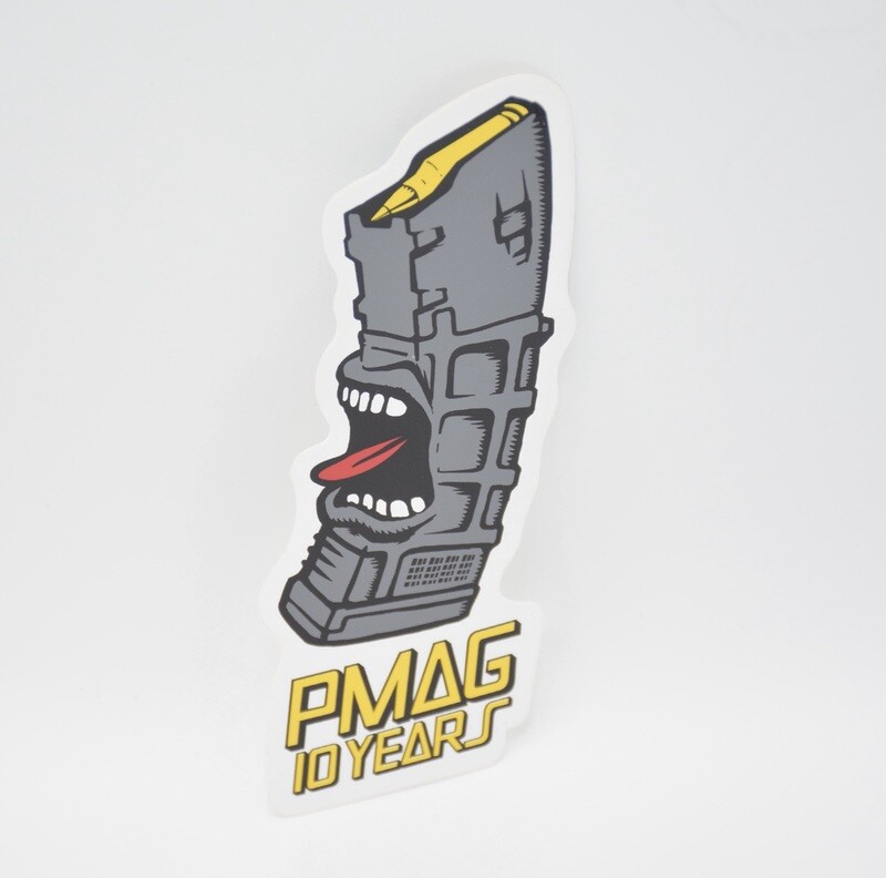 MAGPUL PMAG GRAY 10 YEAR MAGAZINE STICKER/DECAL CELEBRATING 10 YEARS 2007-2017 RARE