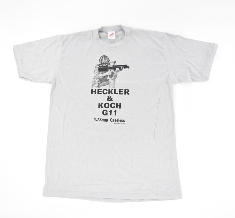 HECKLER &amp; KOCH HK G11 T-SHIRT LARGE 4.73MM CASELESS GRAY VINTAGE HK RARE