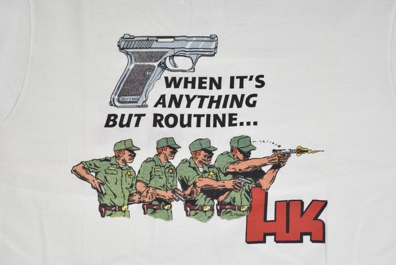 HECKLER &amp; KOCH HK P7 T-SHIRT "WHEN ITS ANYTHING BUT ROUTINE" LARGE RARE