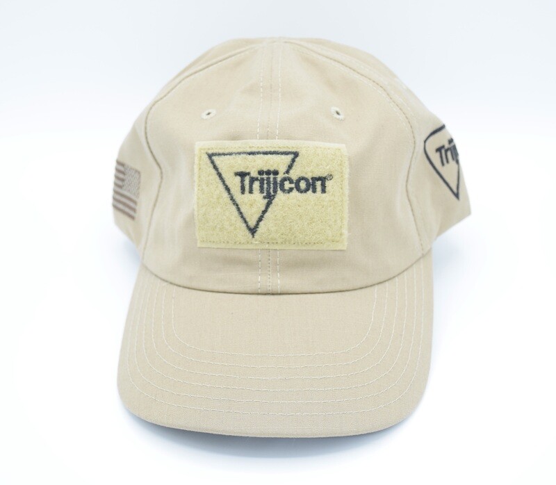TRIJICON TAN/FDE HAT/BASEBALL CAP AMERICAN FLAG LOGO PATCH ATTACHMENT FRONT