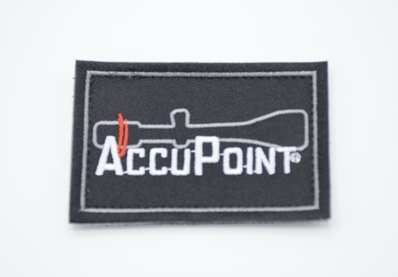 TRIJICON &quot;ACCUPOINT SCOPE&quot; LOGO PATCH HOOK/LOOP BACKING BLACK ACOG MRO RMR SRO