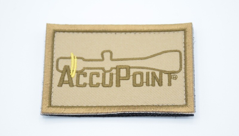 TRIJICON &quot;ACCUPOINT SCOPE&quot; LOGO PATCH HOOK/LOOP BACKING TAN/FDE ACOG MRO RMR SRO