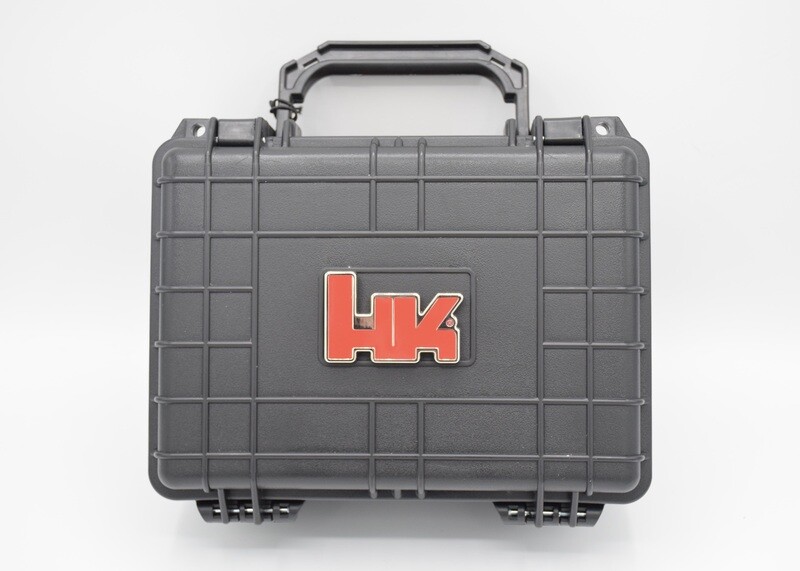 PISTOL/SCOPE SMALL HARD STORAGE CASE/BOX W/ HECKLER &amp; KOCH HK EMBLEM VP9SK