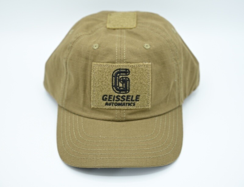 GEISSELE TAN/FDE RIPSTOP HAT/BASEBALL CAP SNAKE LOGO VELCRO/HOOK/LOOP BACKING FOR LOGO PATCHES