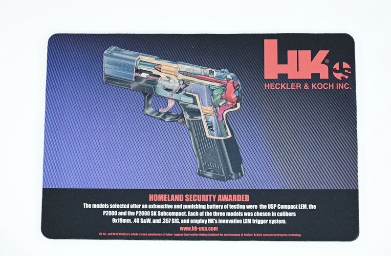 HECKLER &amp; KOCH HK P2000 CUTAWAY ARMORERS BENCH MAT CLEANING MAT RARE HOMELAND SECURITY P2000 CONTRACT