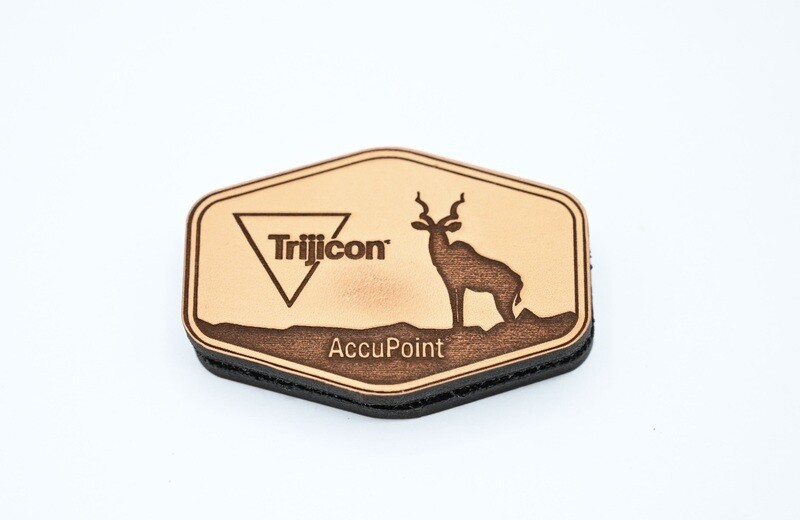 TRIJICON &quot;ACCUPOINT SCOPE&quot; LEATHER LOGO PATCH HOOK/LOOP BACKING ACOG MRO RMR SRO