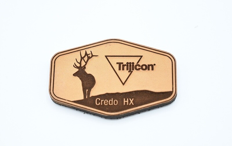 TRIJICON &quot;CREDO HX SCOPE&quot; LEATHER LOGO PATCH HOOK/LOOP BACKING BLACK ACOG MRO RMR SRO