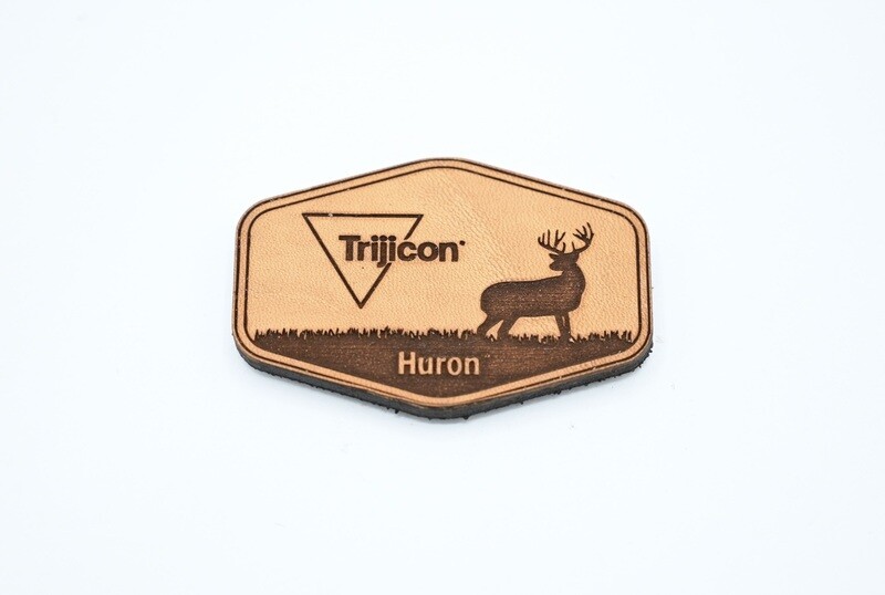TRIJICON &quot;HURON SCOPE&quot; LEATHER LOGO PATCH HOOK/LOOP BACKING BLACK ACOG MRO RMR SRO