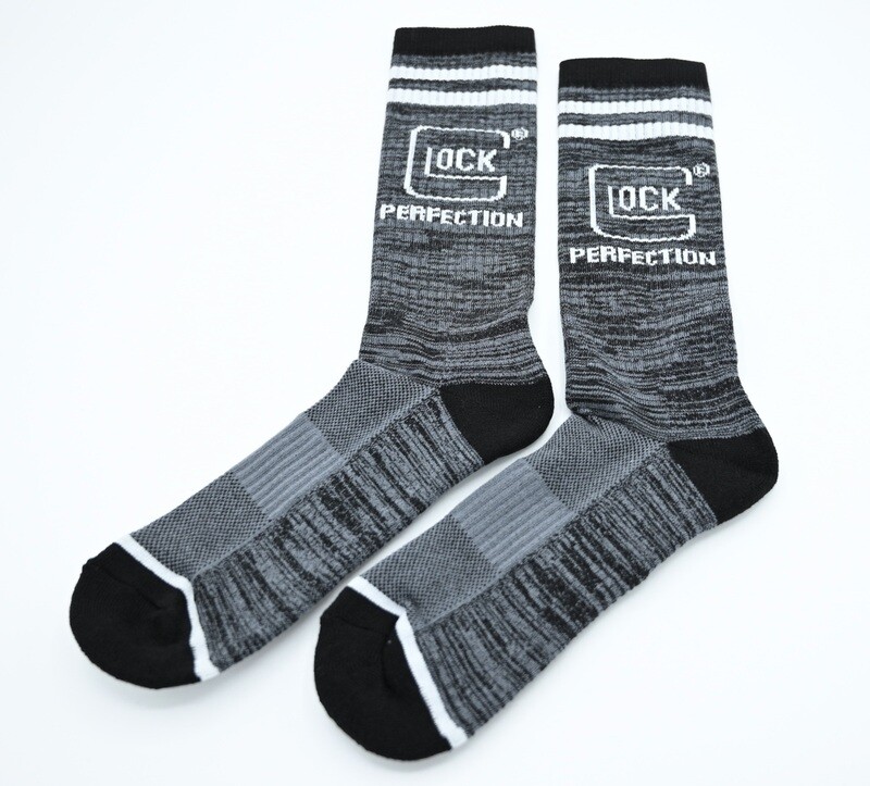 GLOCK PERFECTION ATHLETIC SOCKS (1) PAIR FACTORY GLOCK OEM WHITE/BLACK/GRAY