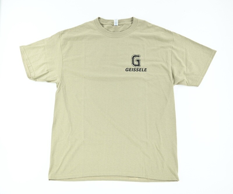 GEISSELLE AUTOMATICS T-SHIRT “TRIGGER CONTROL THAT IS OUT OF THIS WORLD” XXL/2XL TAN/FDE