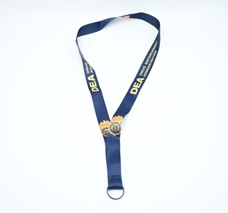 DEA DRUG ENFORCEMENT AGENCY LANYARD ID HOLDER KEY LANYARD RARE FBI CIA ATF NAVY BLUE