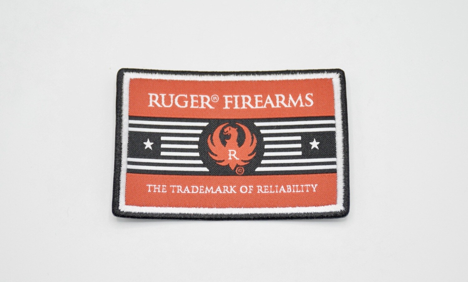 RUGER FIREARMS THE TRADEMARK OF RELIABILITY LOGO PATCH 10/22 RUGER 5.7 LCP LCR IRON ON/PLASTIC BACKING