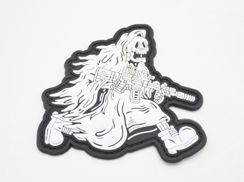 STAY VIOLENT/WRMFZY WHITE/GLOW IN THE DARK SKELETON LOGO PATCH HOOK/LOOP BACKING