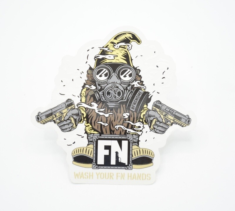 ​FNH FN GNOME LOGO STICKER/DECAL "WASH YOUR FN HANDS" FNH USA
