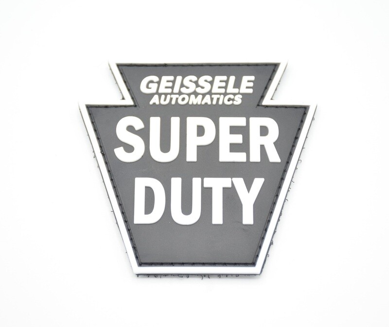 GEISSELE AUTOMATICS SUPER DUTY LOGO PATCH LIMITED EDITION BLACK/WHITE SUPER DUTY RIFLE SUPER DUTY PISTOL
