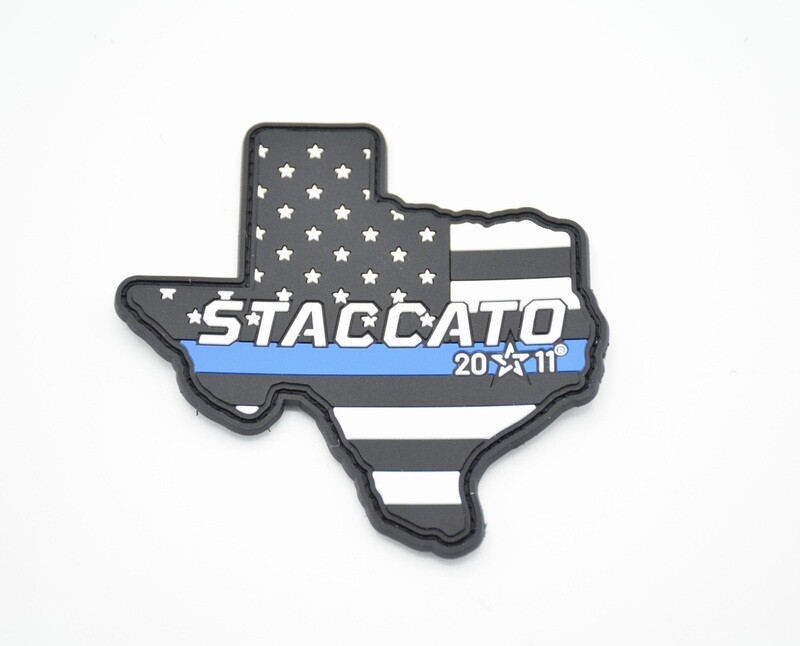 STACCATO LOGO PATCH "TEXAS THIN BLUE LINE" PVC HOOK/LOOP BACKING 1911 C2 CS