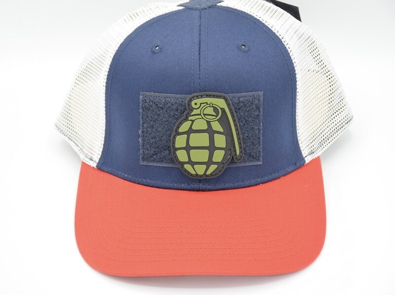 5.11 TACTICAL FLAG BEARER TRUCKER HAT/CAP 2.0 NAVY/RED/WHITE HOOK/LOOP FRONT FOR ADDING LOGO PATCHES