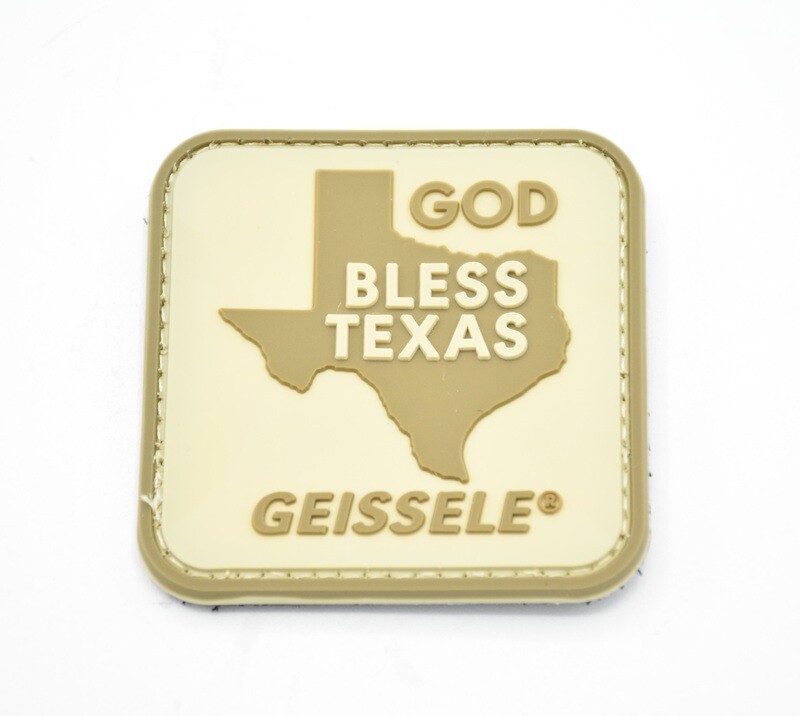 GEISSELE AUTOMATICS “GOD BLESS TEXAS” LOGO PATCH HOOK/LOOP BACKING RARE SHOOTING MATCH GIVEAWAY