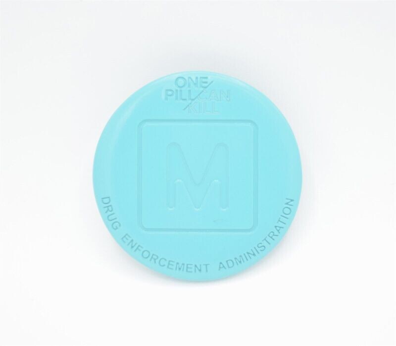 DEA DRUG ENFORCEMENT AGENCY OXYCODONE CHALLENGE COIN ONE PILL CAN KILL ATF TEAL/BLUE