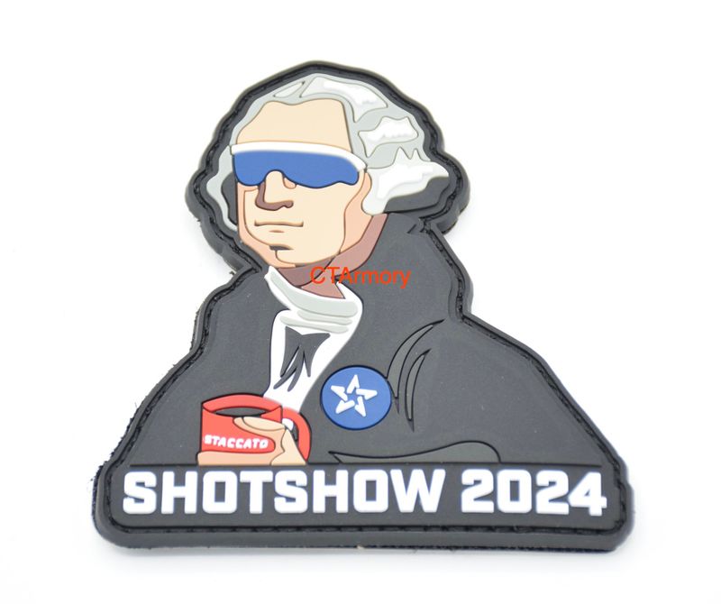 STACCATO SHOT SHOW 2024 EXCLUSIVE GEORGE WASHINGTON LOGO PATCH HOOK/LOOP BACKING 2011 1911 XC C2 CS RARE HARD TO FIND