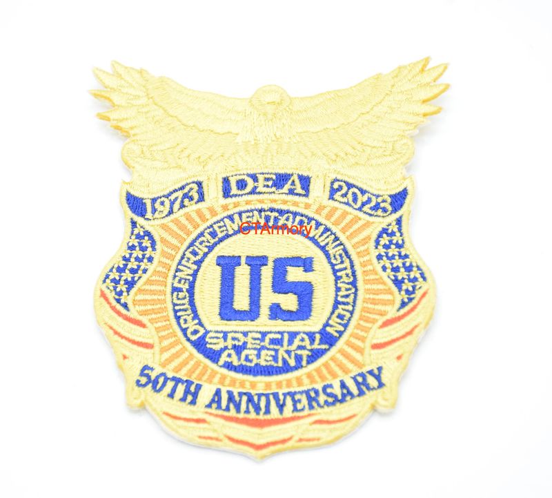 DRUG ENFORCEMENT ADMINISTRATION DEA 50TH ANNIVERSARY LOGO PATCH IRON ON PLASTIC BACKING SPECIAL AGENT