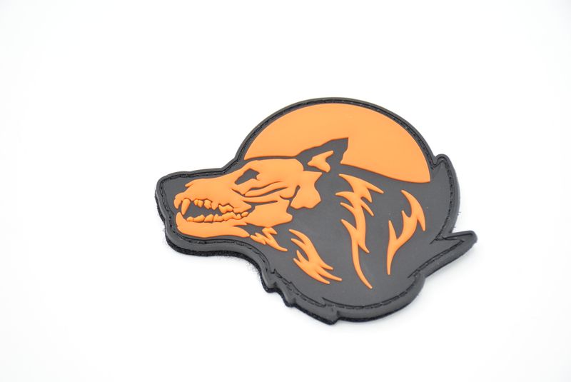WRMFZY X SPIRITUS SYSTEMS SKELEWOLF LOGO PATCH MINI HOOK LOOP BACKING ORANGE/BLACK
