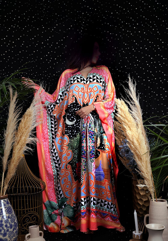 Ramadan Night Kaftan in Orange 